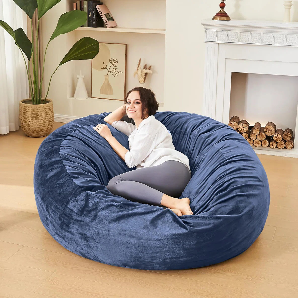 Memory Foam Filled Bean Bag Chair with Soft Removeable Cover — view 1